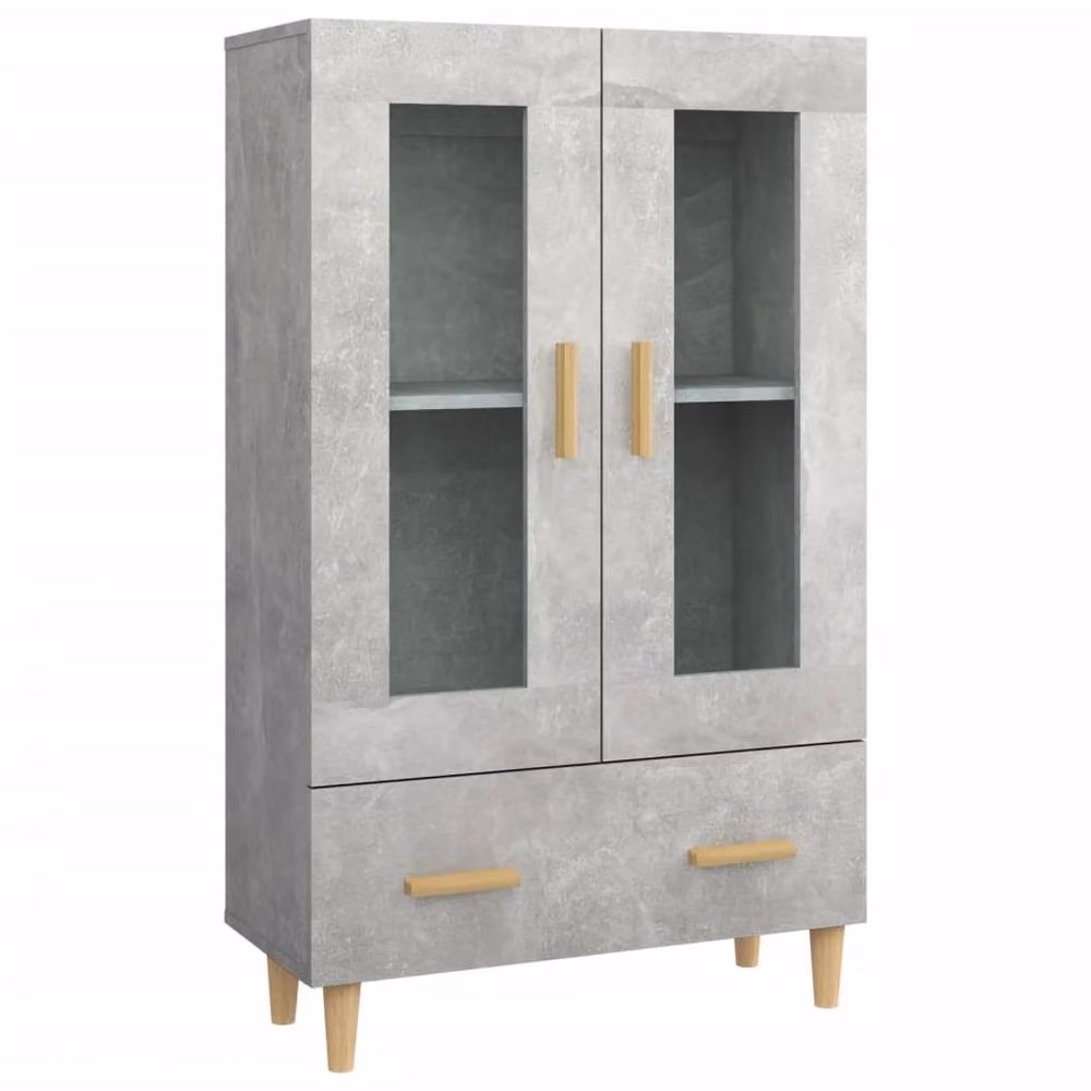 Berkfield Home Modern Highboard in Concrete Grey with Glass Doors and Drawers, W/D/H: 70 x 31 x 115 cm – 2