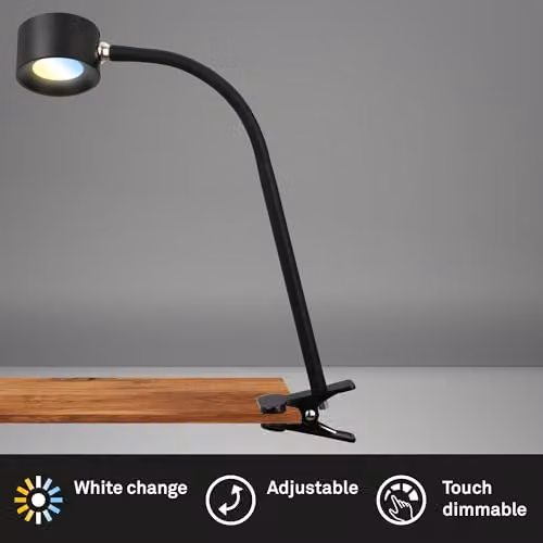 Briloner Rechargeable LED Clip On Reading Lamp with Dimmable CCT and Adjustable Head, Black – 2