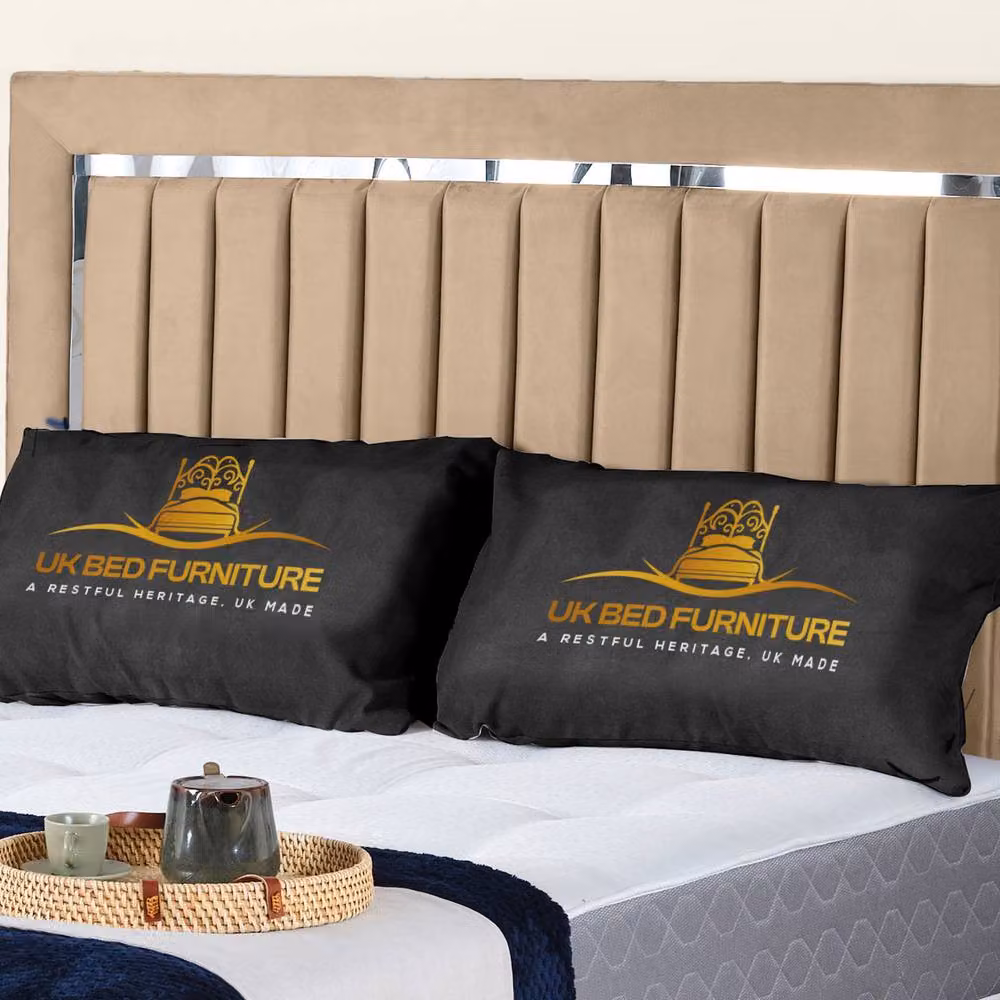 UK Bed Furniture Modern Upholstered Bed Frame in Beige, W/D/H: 120 x 200 cm – 2