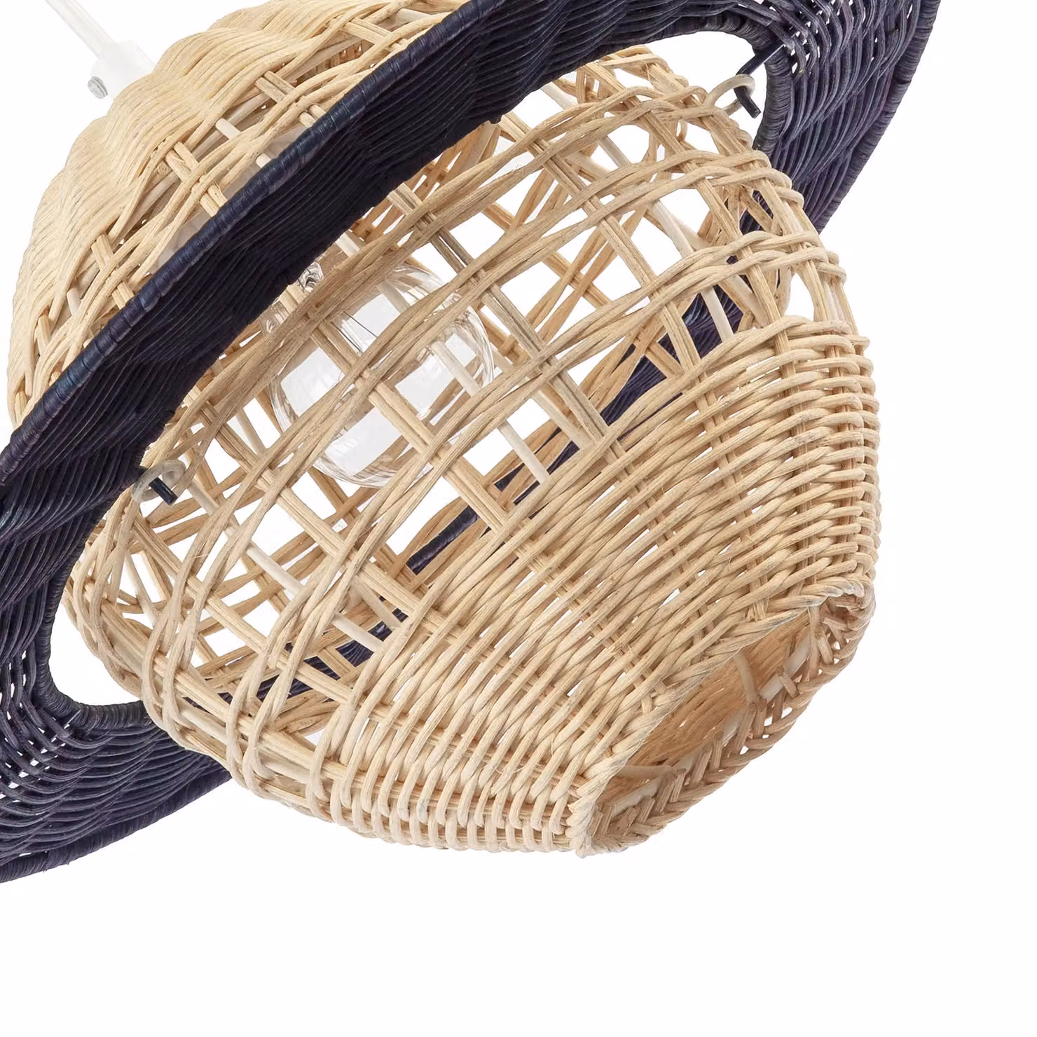 Happy Homewares Saturn Planet Childrens Pendant Light Shade in Brown and Black Rattan – 2