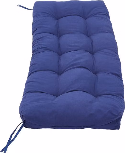 Navy Blue Rectangular Outdoor Cushion with PP Cotton Filling and Ties