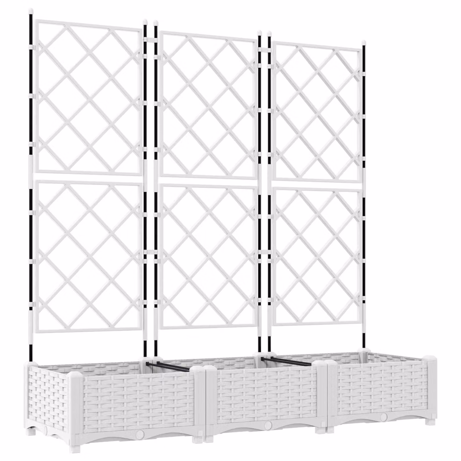 Berkfield Home Garden Planter with Trellis, 3 Piece, White, W/D/H: 120 x 40 x 125.5 cm – 2