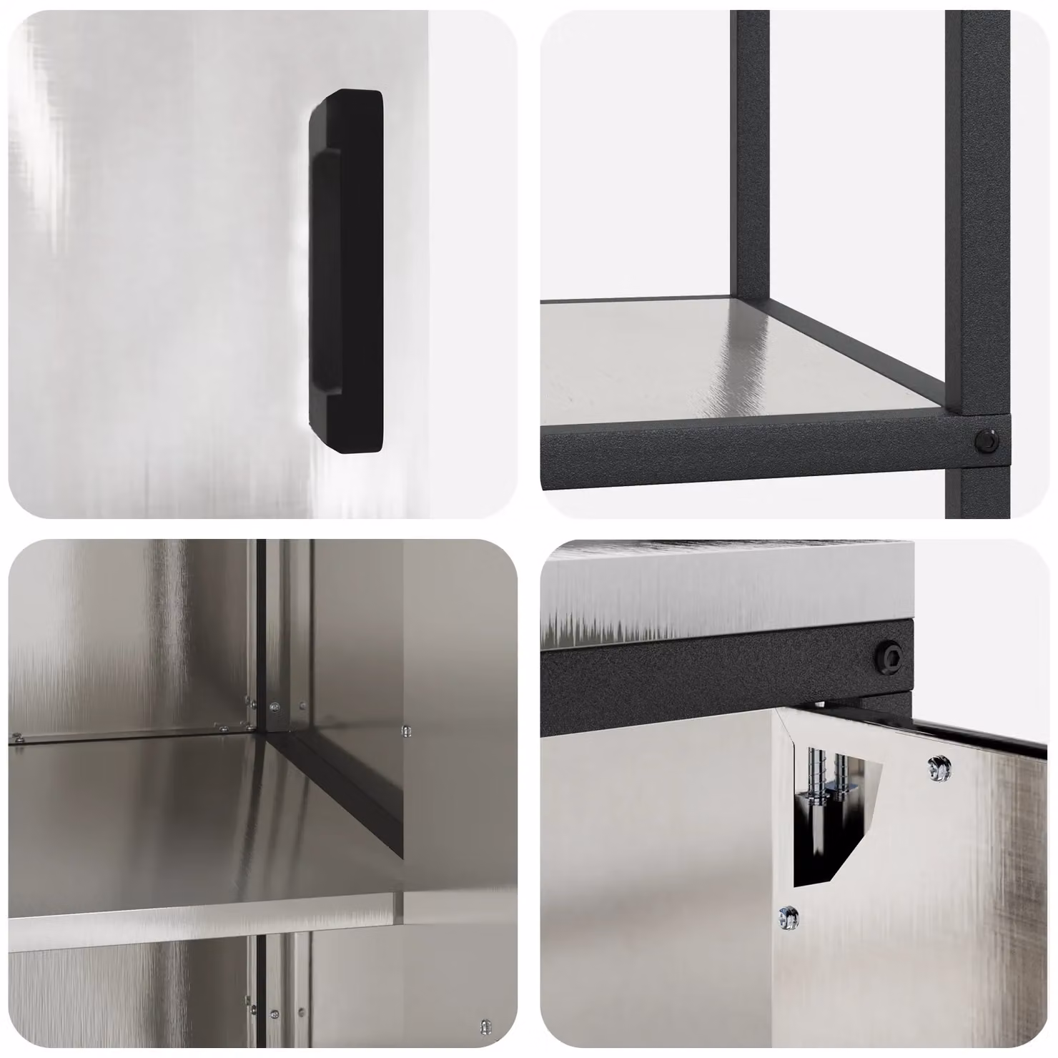 Berkfield Home Modern Silver Kitchen Storage Set with 2 Pieces and Internal Shelves, W/D/H: 150 x 50 x 92 cm – 3