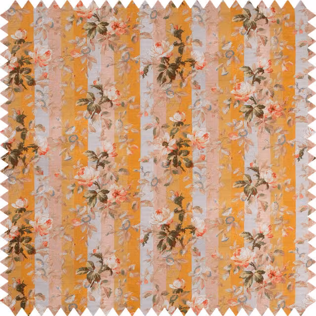 House of Hackney Rainbow Rose Cotton Linen Dusk Stripe Multicolour Orange and White Bedding for Adults