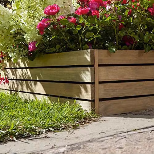 Rowlinsons Ledbury Slat Raised Bed Border Edging, Natural Wood, Pack of 2, W: 40 cm, L: 120 cm, H: 20 cm – 2