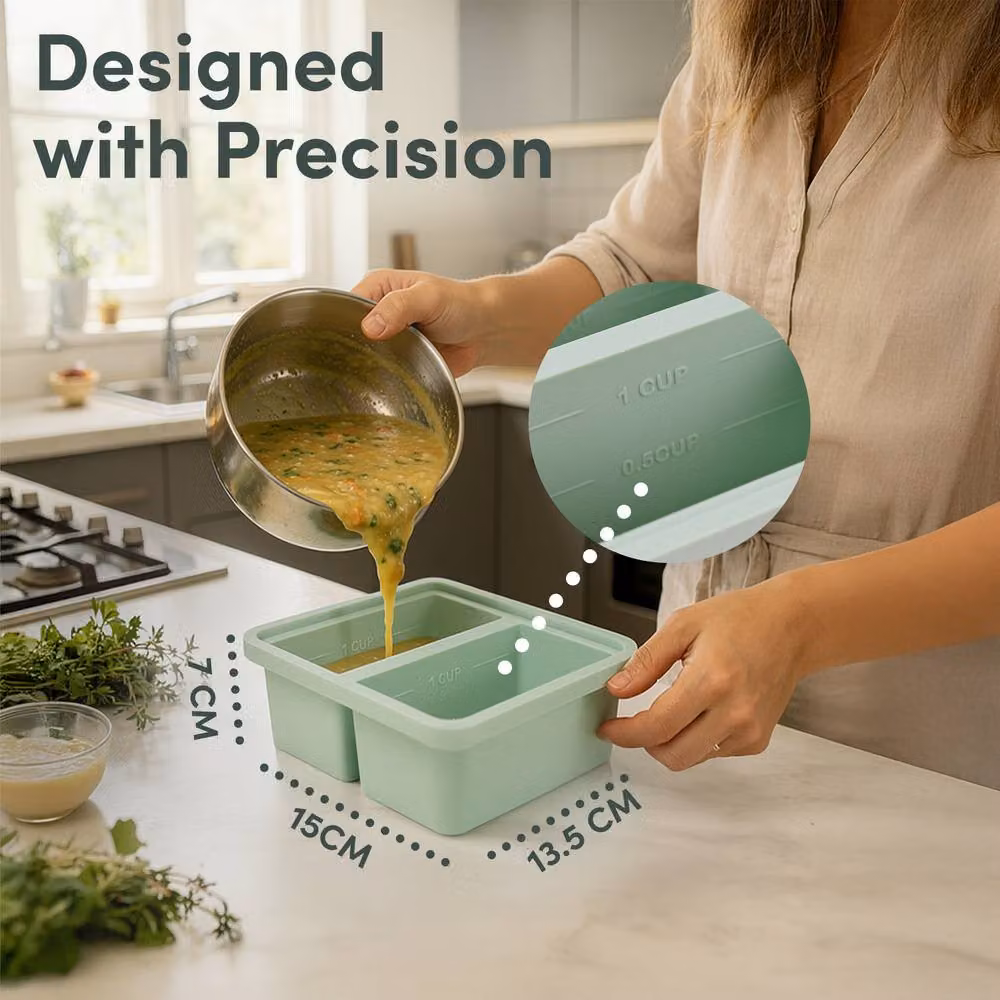 Keplin 2 Pack Silicone Soup Freezer Trays with Snap Lid in Green – 2