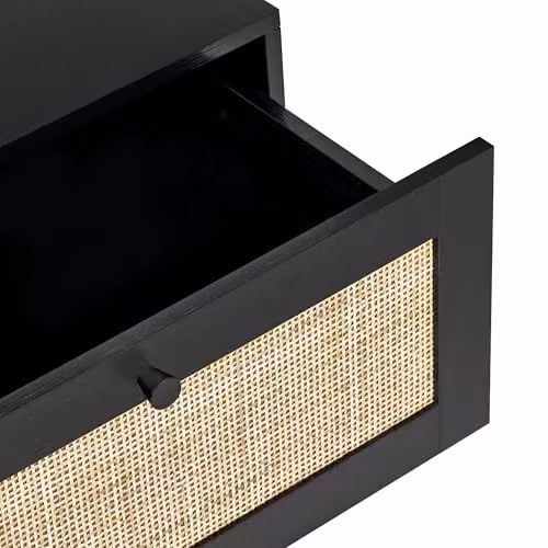 Julian Bowen Padstow Black and Rattan 2 Drawer Bedside Table, W/D/H: 40 x 30 x 55 cm – 4