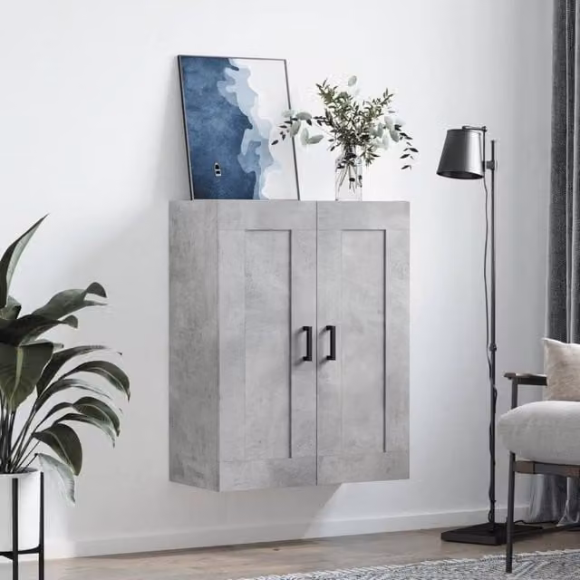 Berkfield Home Wall Mounted Cabinet in Concrete Grey, W/D/H: 69.5 x 34 x 90 cm – 1
