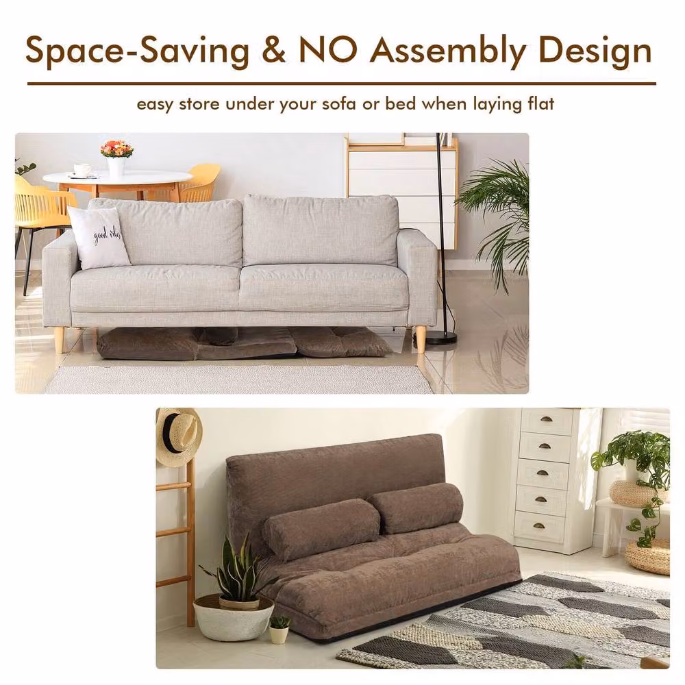 Costway 3-in-1 Convertible Floor Sofa Bed and Sleeper Seat in Brown – 4