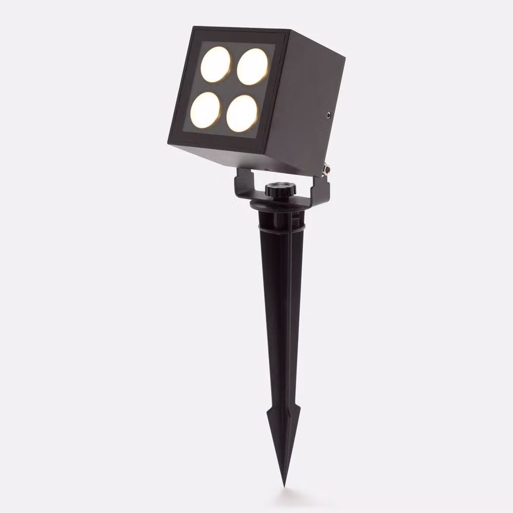 Netlighting Crest Black Faceted Outdoor LED Ground Spike Garden Light, 8.2W, 3000K Warm White, IP65 – 3