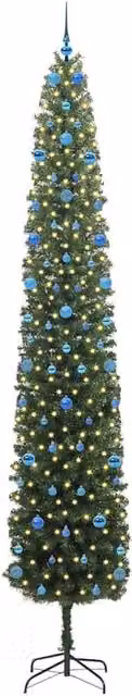 Berkfield Home Green Artificial Christmas Tree with 300 Warm White LEDs and Stand