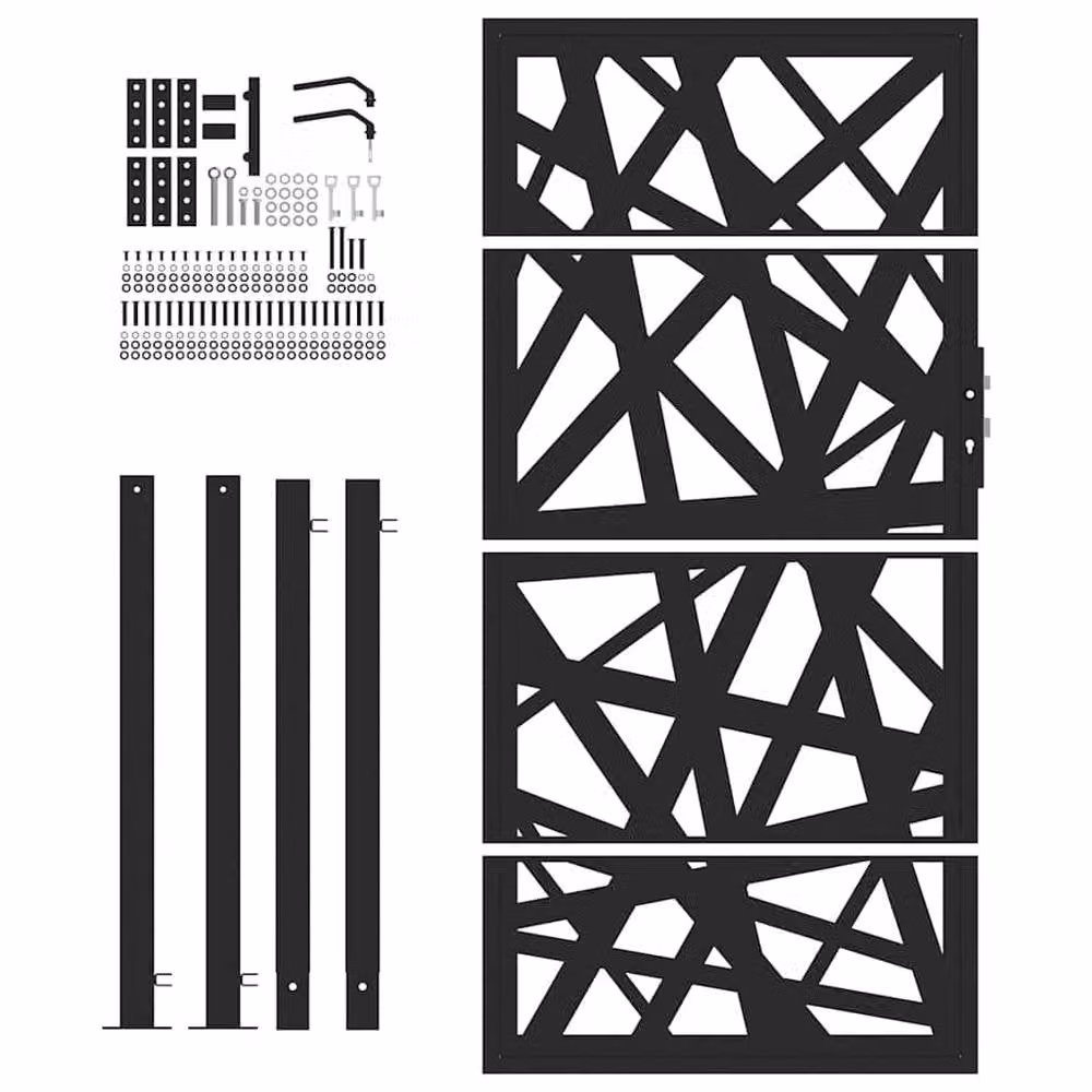 Berkfield Black Steel Garden Gate, W: 105 cm, H: 180 cm – 4
