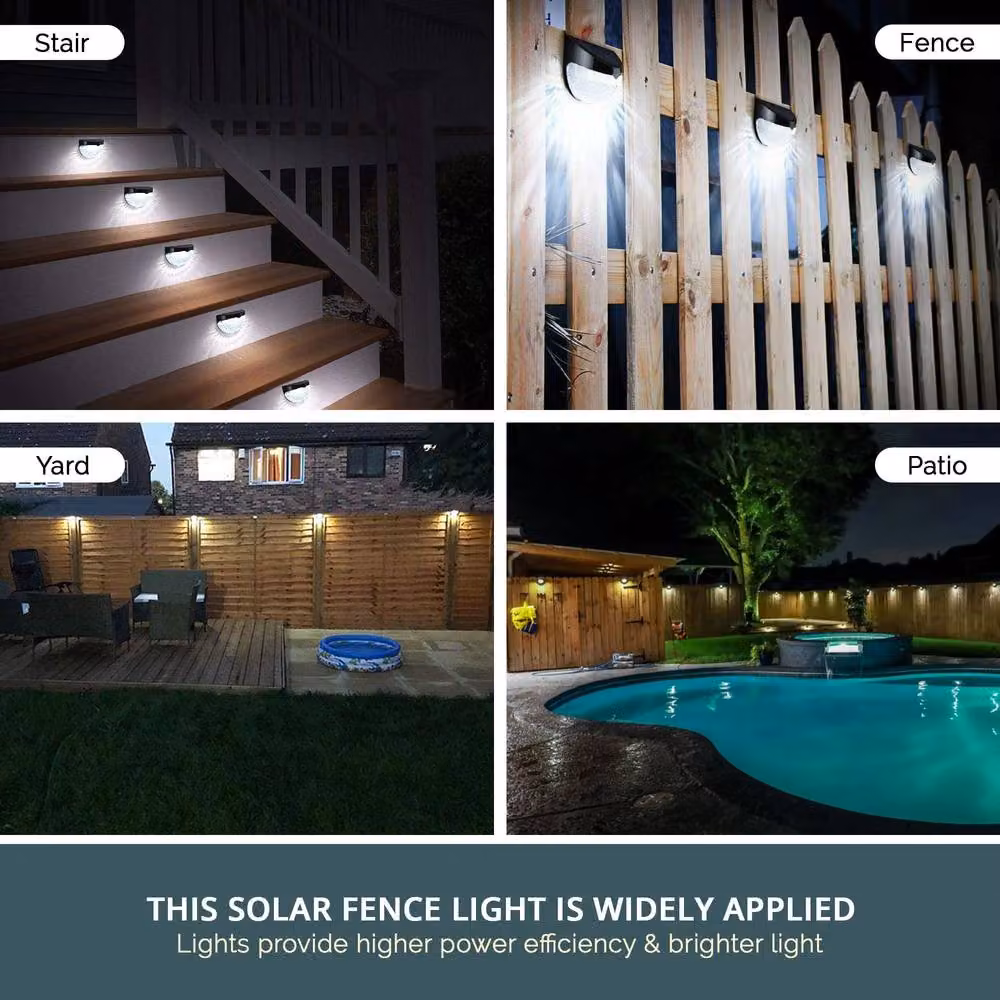GloBrite Solar Garden Lights, Pack of 4 Waterproof Black Outdoor Night Lights with Dusk to Dawn Sensor for Path, Terrace and Stairs – 6