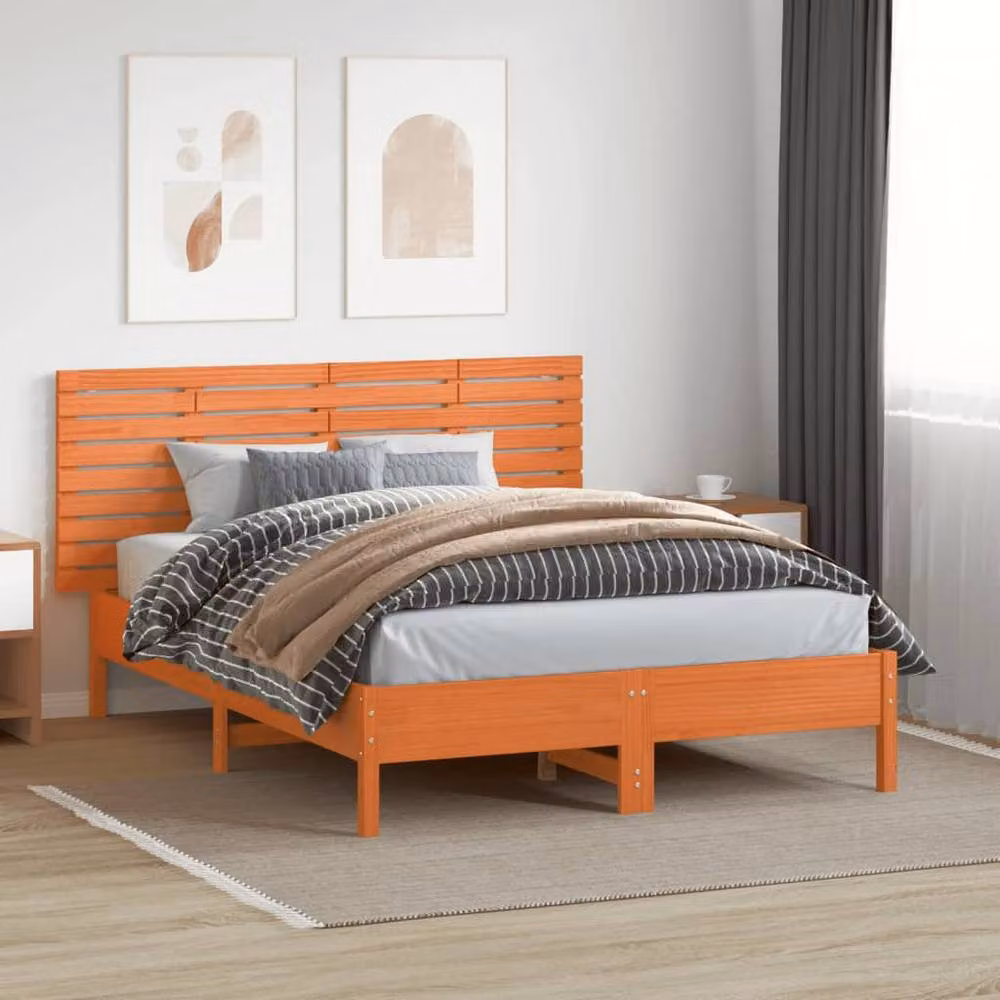 Berkfield Home Rustic Solid Wood Pine Wall Mount Headboard in Tan, W: 166 cm, D: 3 cm, H: 63 cm – 3