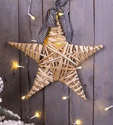 Netagon Rustic Natural Wicker Christmas Star in Beige – 1