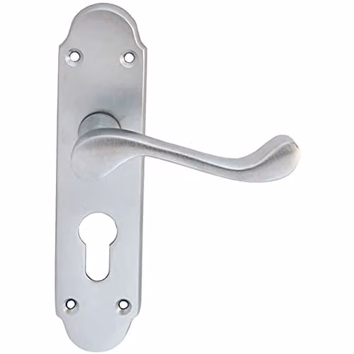 Loops Pair Victorian Upturned Handle on Euro Lock Backplate, Chrome, W: 170 mm