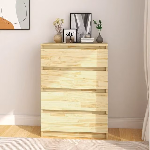 Berkfield Home Side Cabinet in Brown Solid Pinewood, W/D/H: 60 x 36 x 84 cm