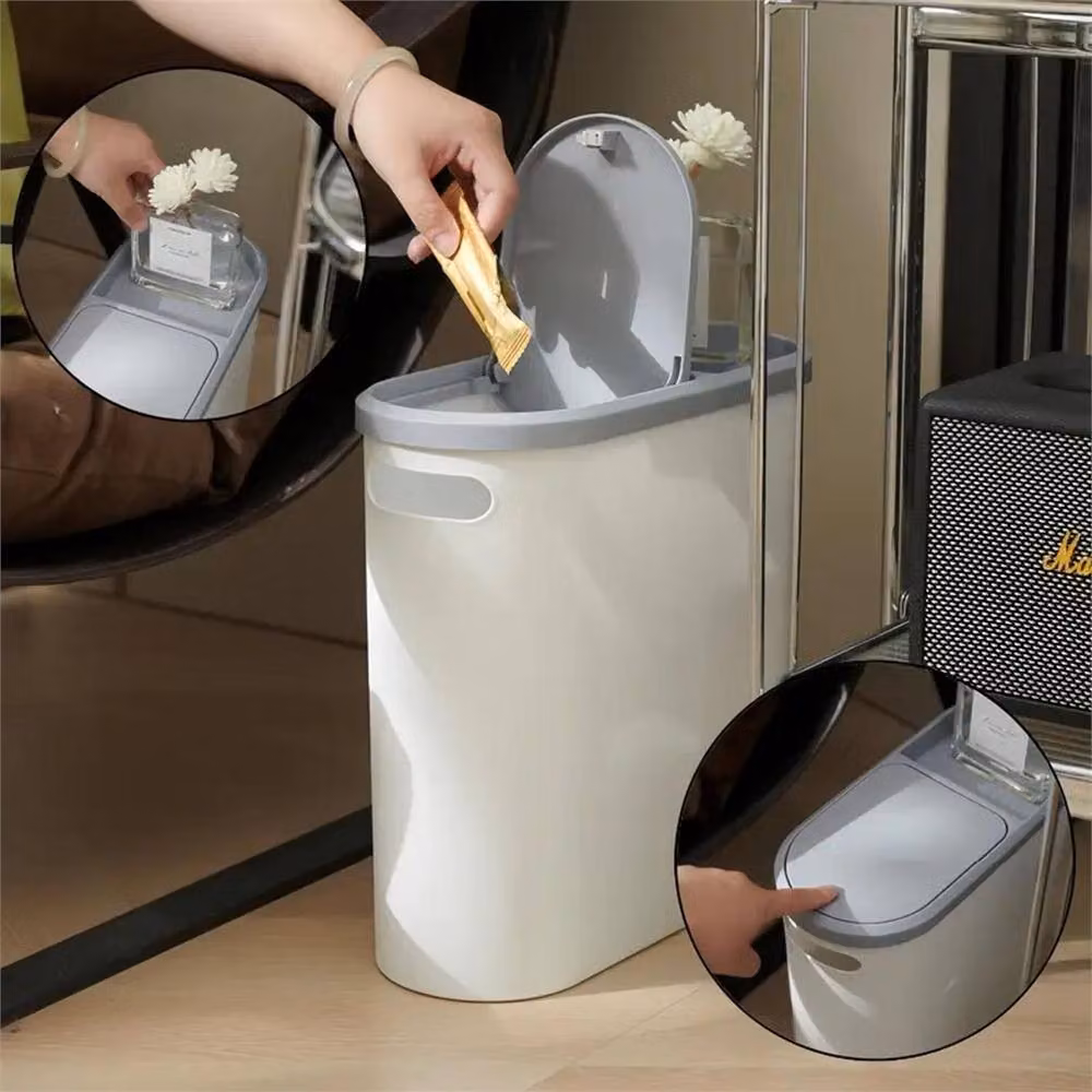 PAWNORA Slim Plastic Bathroom Trash Can in White – 3