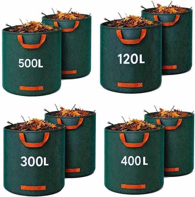 NESTLUNE 2 Pack Large Green Garden Waste Bags, 500l, W/D/H: 100 x 100 x 100 cm – 1