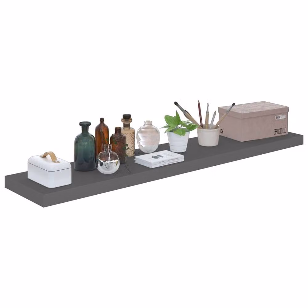 Berkfield Home Floating Wall Shelves, 4 Piece Set, High Gloss Grey, W/D/H: 120 x 23.5 x 4 cm – 3