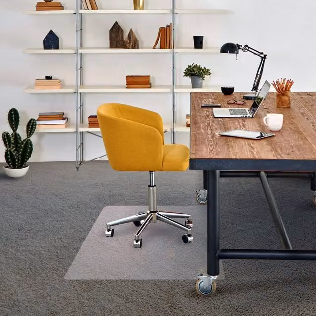 Floortex Transparent Plastic Rectangular Chair Mat W: 90 cm, D: 120 cm
