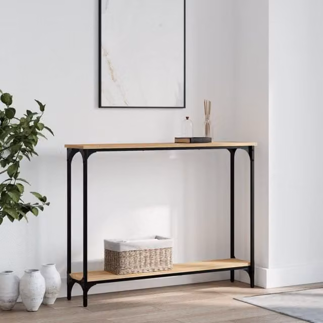 Berkfield Home Sonoma Oak Console Table in Brown, W/D/H: 100 x 22.5 x 75 cm