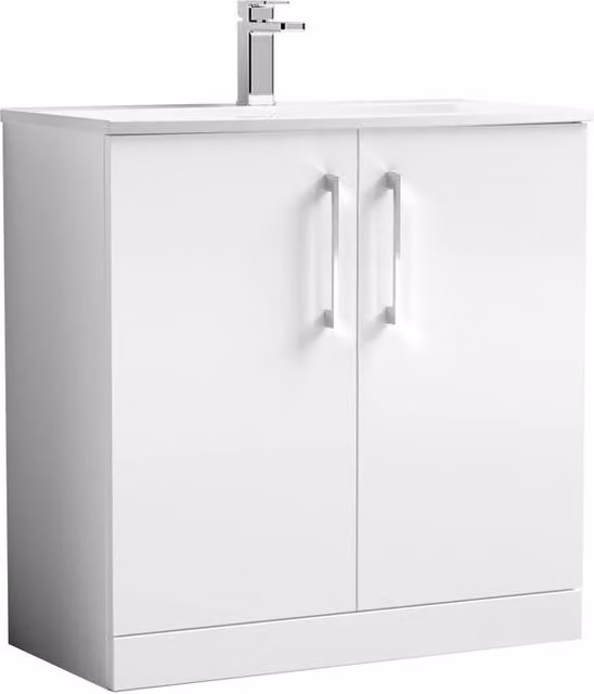 Balterley Modern Glossy White 2-Door Floor-Standing Bathroom Basin Vanity Unit