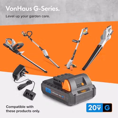 VonHaus 20V Black Fast Charger for G-Series Cordless Lithium-ion Garden Power Tools – 3
