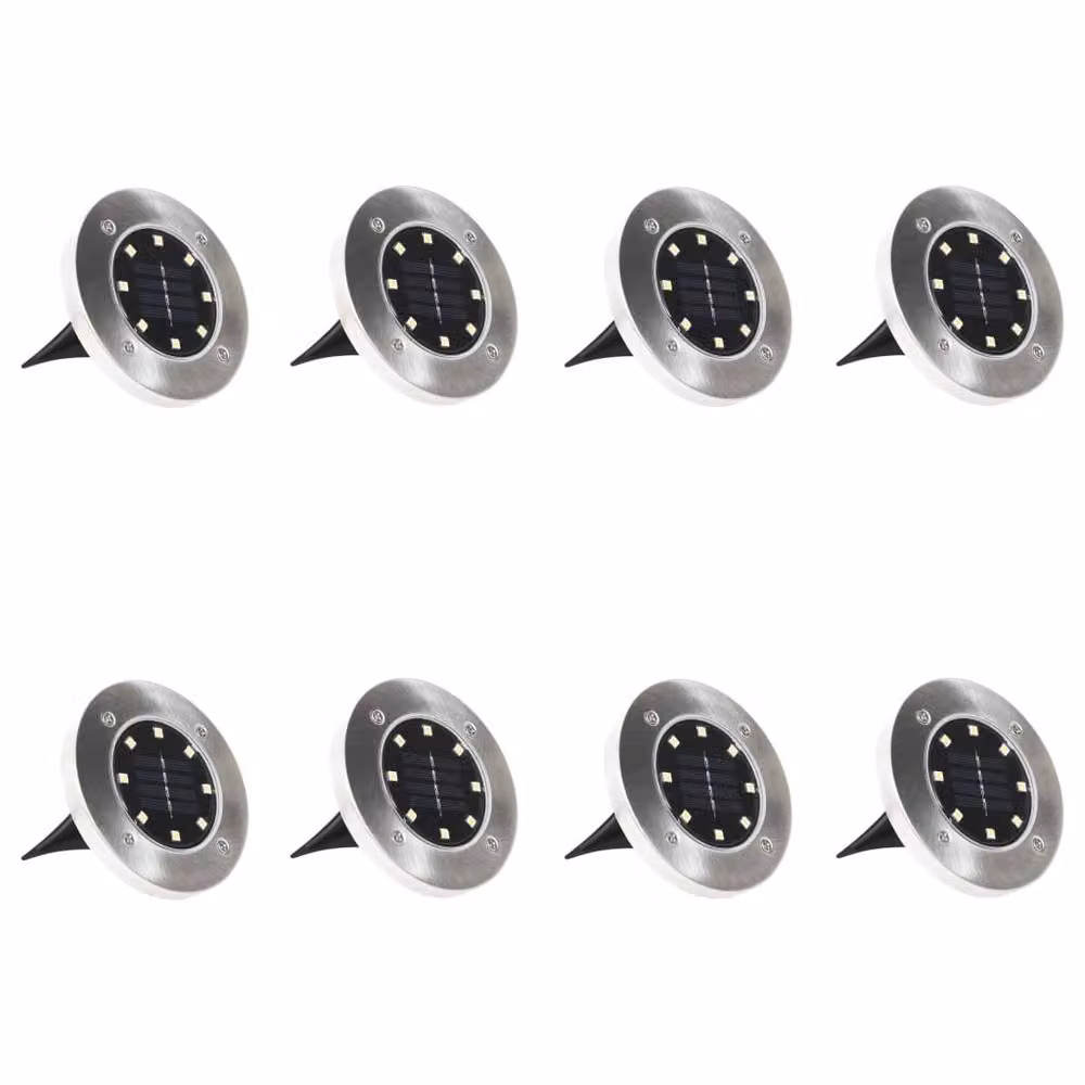 Berkfield Home Solar LED Ground Lights, 8 Piece RGB Multicolour Set in Silver – 3