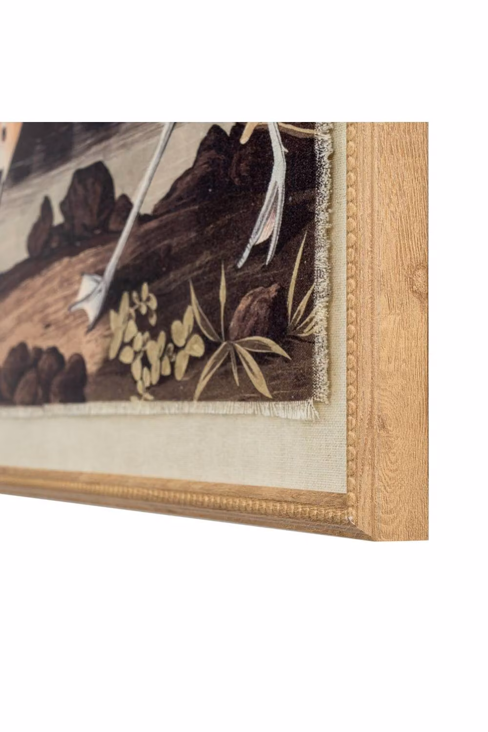 KDMD Flora & Fauna Avocet Botanical Bird Illustration in a Brown Linen Beaded Frame – 2