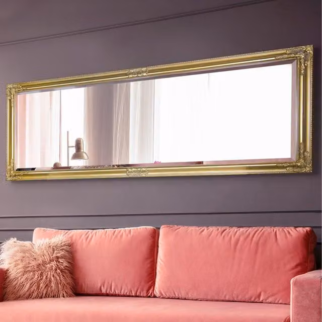 MirrorOutlet Caspian Gold Full Length Rectangular Wall Mirror, Gold, H 180 cm x W 70 cm