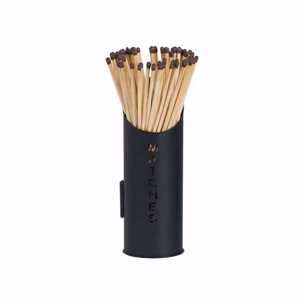 Lemon Pavilion Furniture and Decor Metal Logs and Kindling Buckets and Matchstick Holder, Black, H: 32 cm – 4