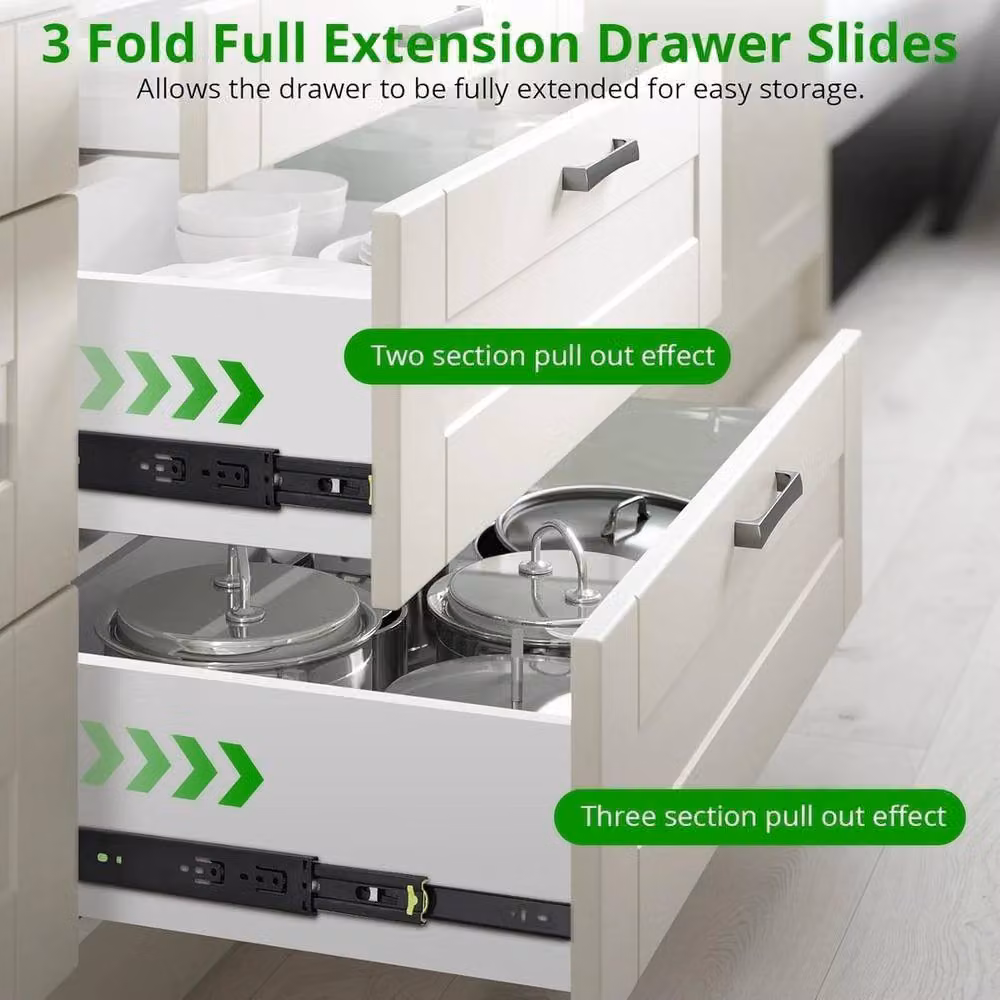 VOGREX 5 Pairs of Black Side Mount Ball Bearing Cabinet Drawer Runners – 4