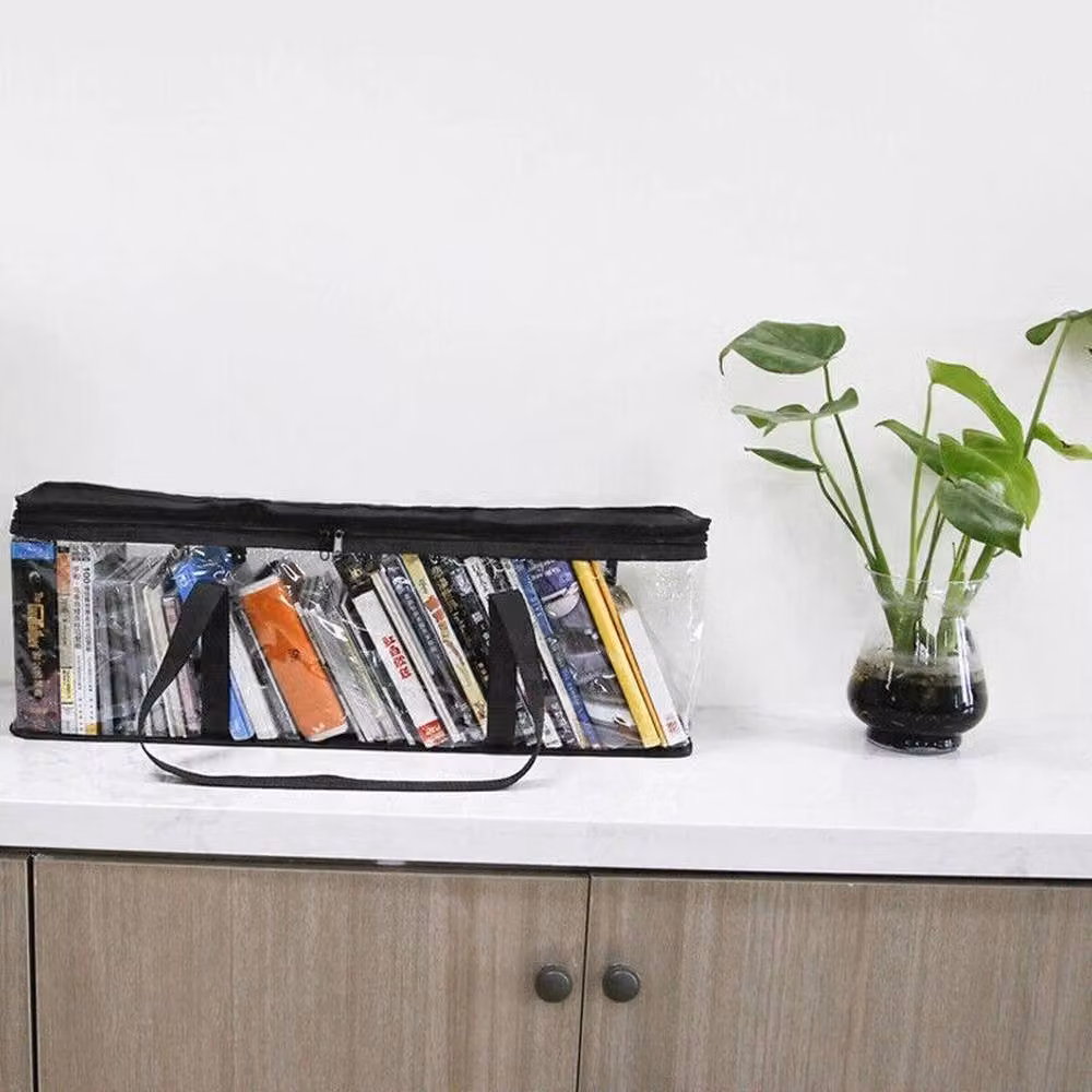 Havendro 2-Piece Black Transparent Fabric DVD and CD Zip Storage Bags – 6