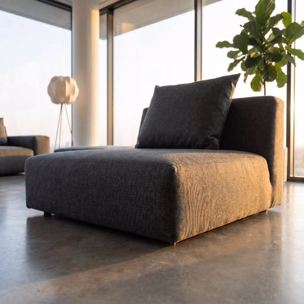 Abakus Direct Tokyo Single Seat Lounge Chair in Anthracite Grey Brushed Tweed Fabric – 5