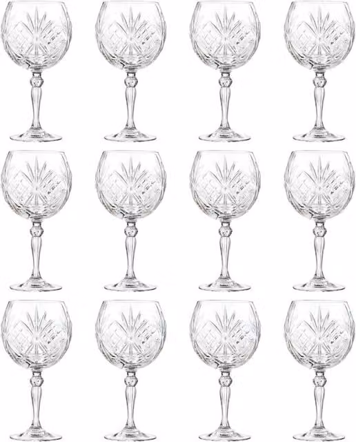 RCR Crystal Melodia Gin Cocktail Glasses, 650ml, Pack of 12, Transparent