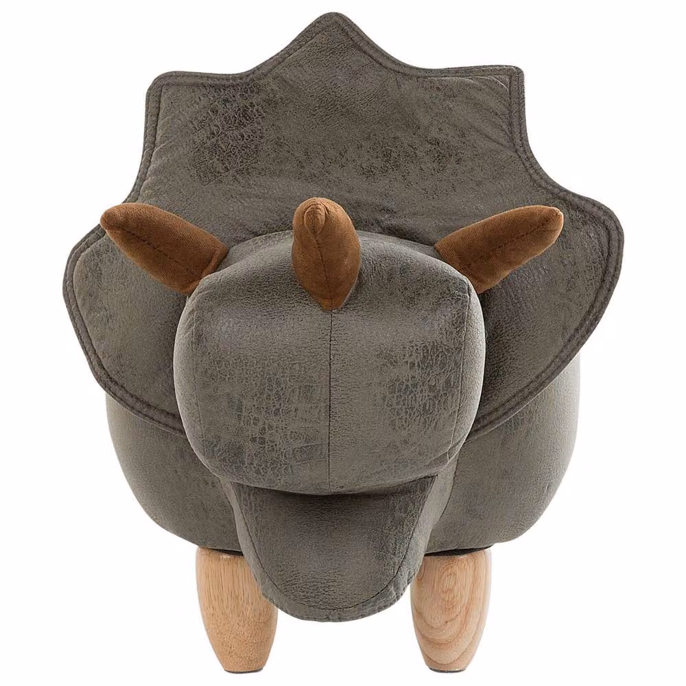 Wyld and Coco Triceratops Kids Storage Stool in Green Polyester and Rubberwood – 4