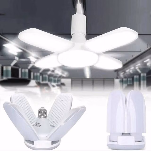 Kelvenix E27 60W Deformable LED Garage Light Bulb, White Adjustable Ceiling Fixture