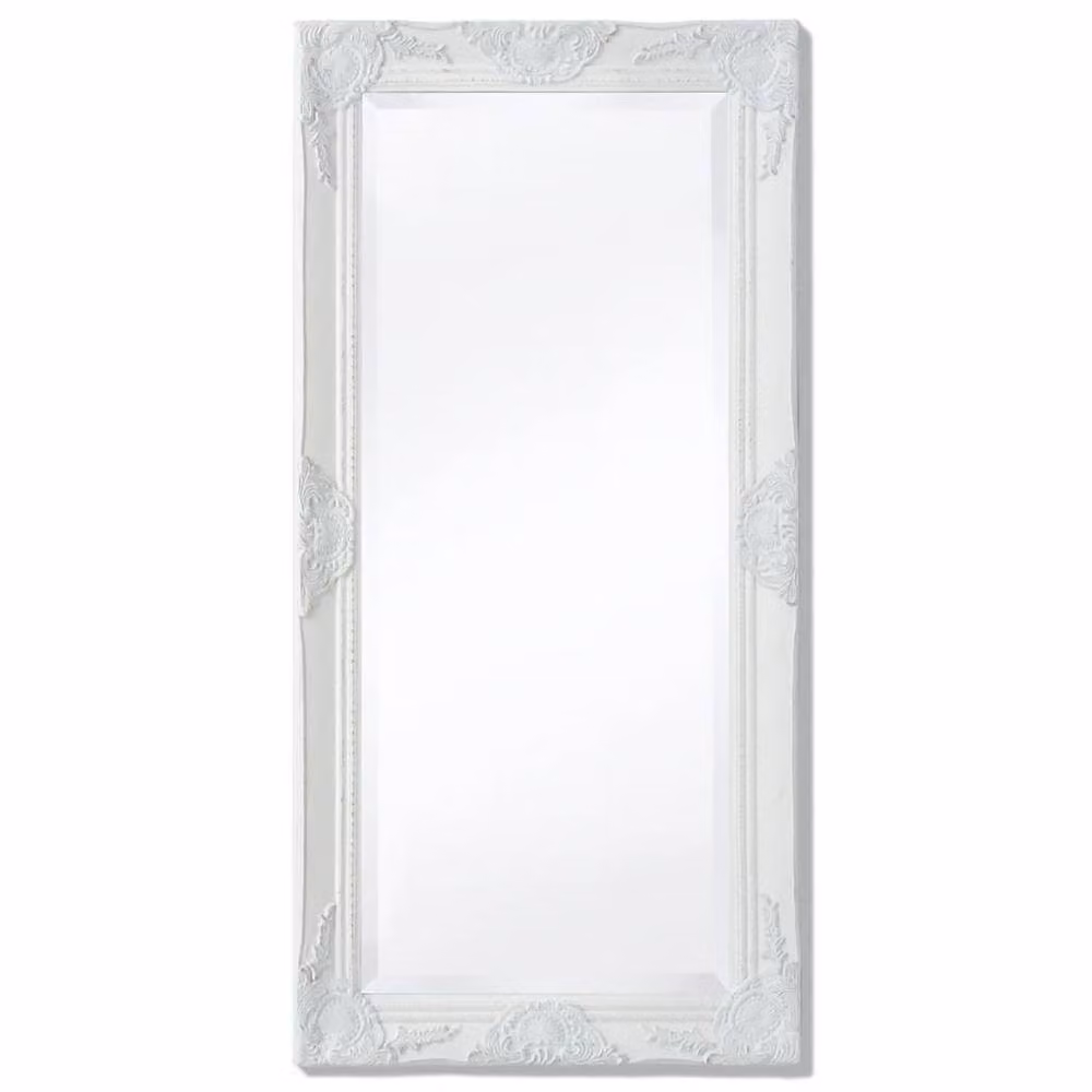 Berkfield Home Antique Baroque Style Rectangular Wall Mirror, White, W: 100 cm, H: 50 cm – 2