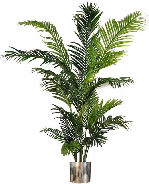 Leaf Extra Large 180 cm Artificial Palm Tree with Silver Planter in Green