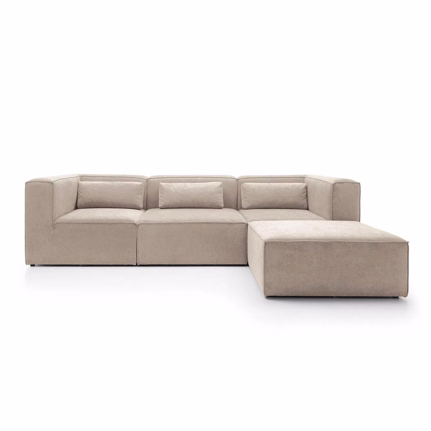 Abakus Direct Doris Reversible L-Shaped Corner Sofa in Beige Cord Chenille Fabric, W: 282 cm, D: 163 cm, H: 73 cm – 2
