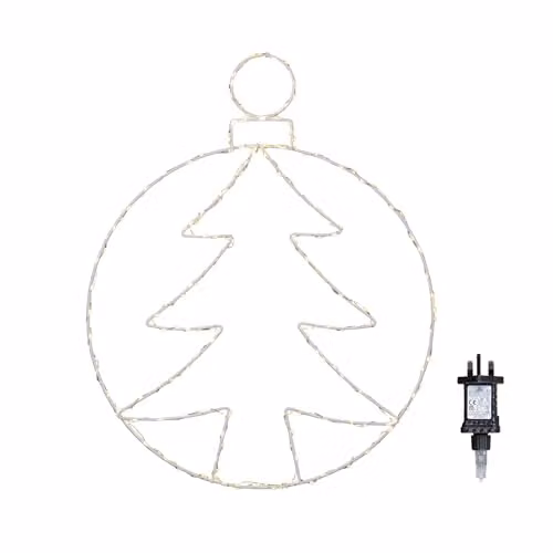 Samuel Alexander Light up Hanging Christmas Tree Bauble in Silver and White with 250 White LEDs, W: 48 cm, H: 38 cm – 2