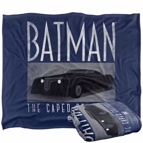 LOGOVISION Batman Caped Crusader Batmobile Super Soft Fleece Throw Blanket, Multicolour, W: 127.0 cm, D: 152.4 cm – 1