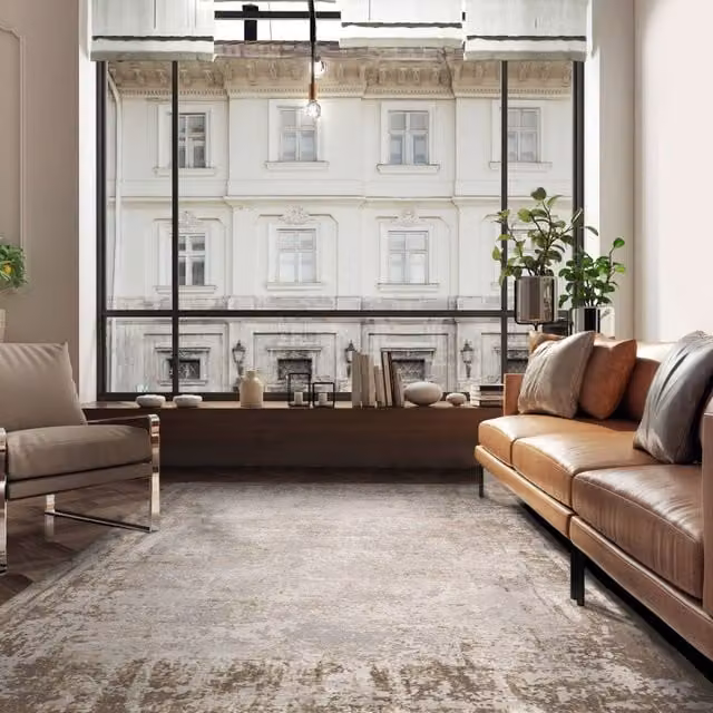 The Rug Shop UK Beige Modern Abstract Easy To Clean Machine Woven Rug, W: 240 cm, D: 340 cm – 1