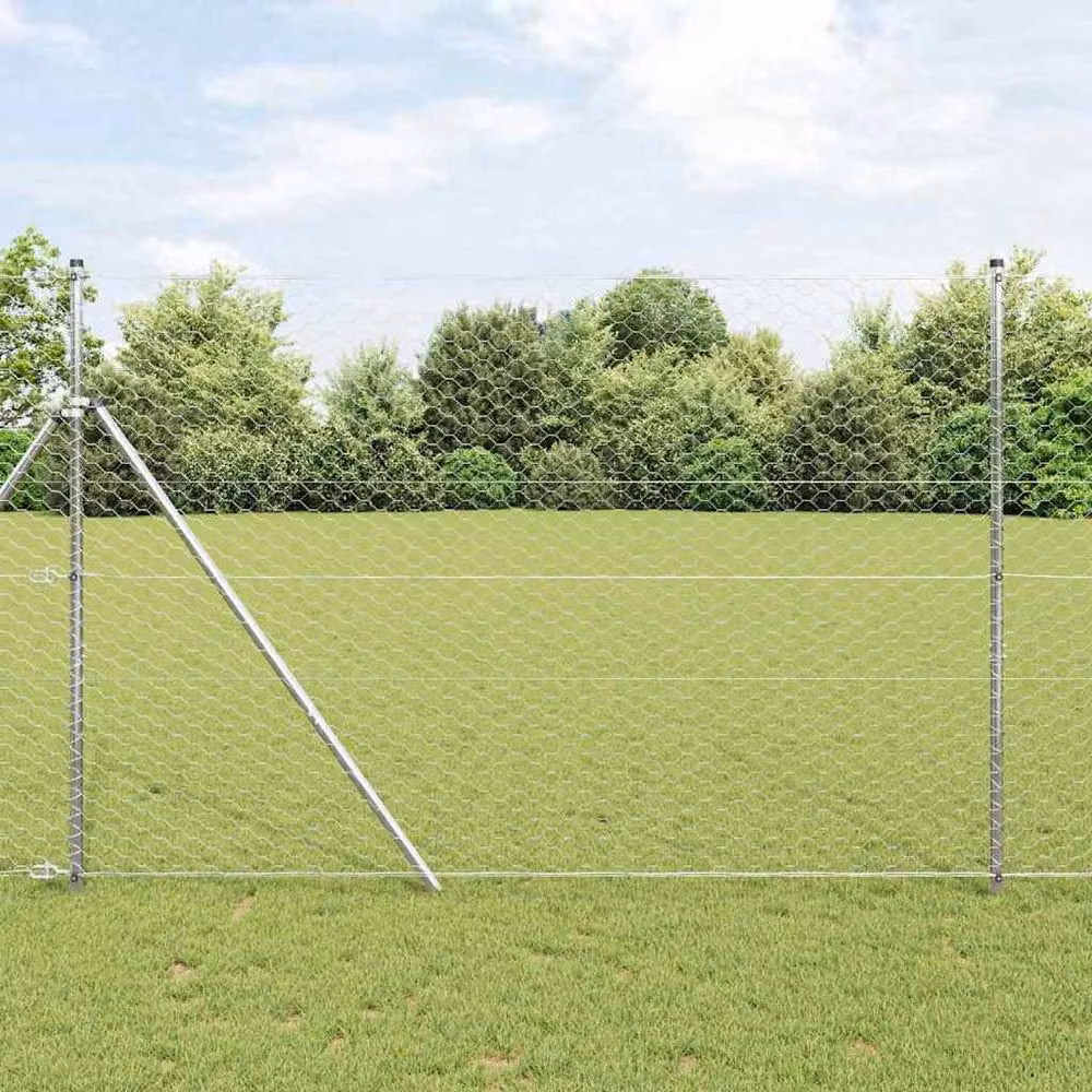 Berkfield Home Silver Galvanised Steel Hexagon Fence, H: 150 cm x W: 50 m – 2