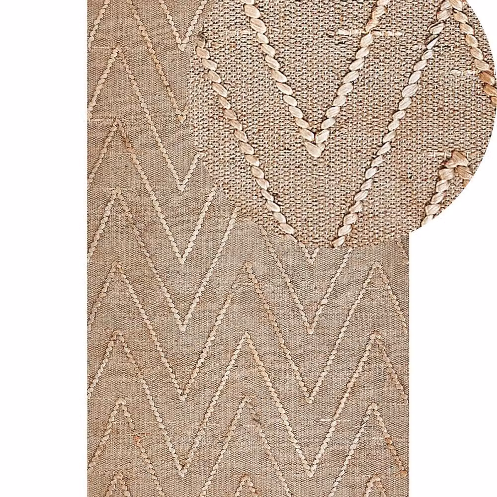 Wyld and Coco Beige Jute and Cotton Geometric Handwoven Area Rug, W: 80 cm, L: 150 cm – 2