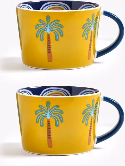 Eleanor Bowmer Set of 2 Electric Coast Multicolour Stoneware Mugs