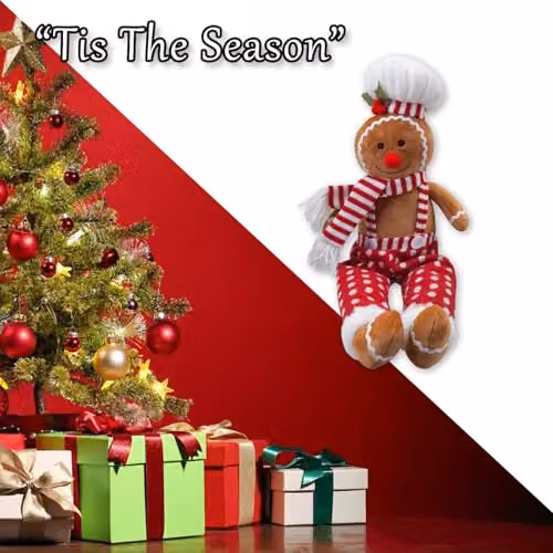 VFM e-Store Christmas Gingerbread Man Decoration in Red and Multicolour, H 62 cm x W 22 cm – 6