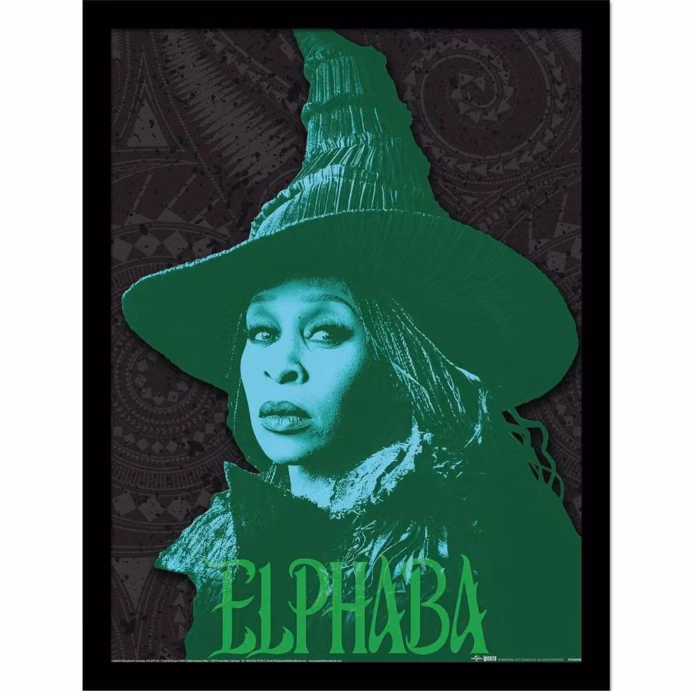 Wicked Elphaba Headshot Framed Paper Poster in Black and Green – 2