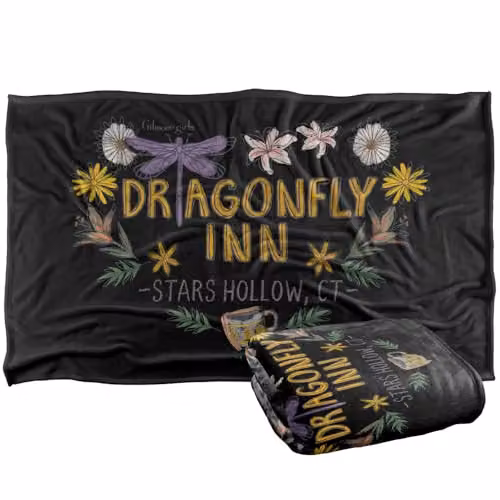 Warner Bros. Gilmore Girls Dragon Fly Inn Chalk Floral Heart Super Soft Fleece Throw Blanket, W/D/H: 91 x 147 cm, Multicolour